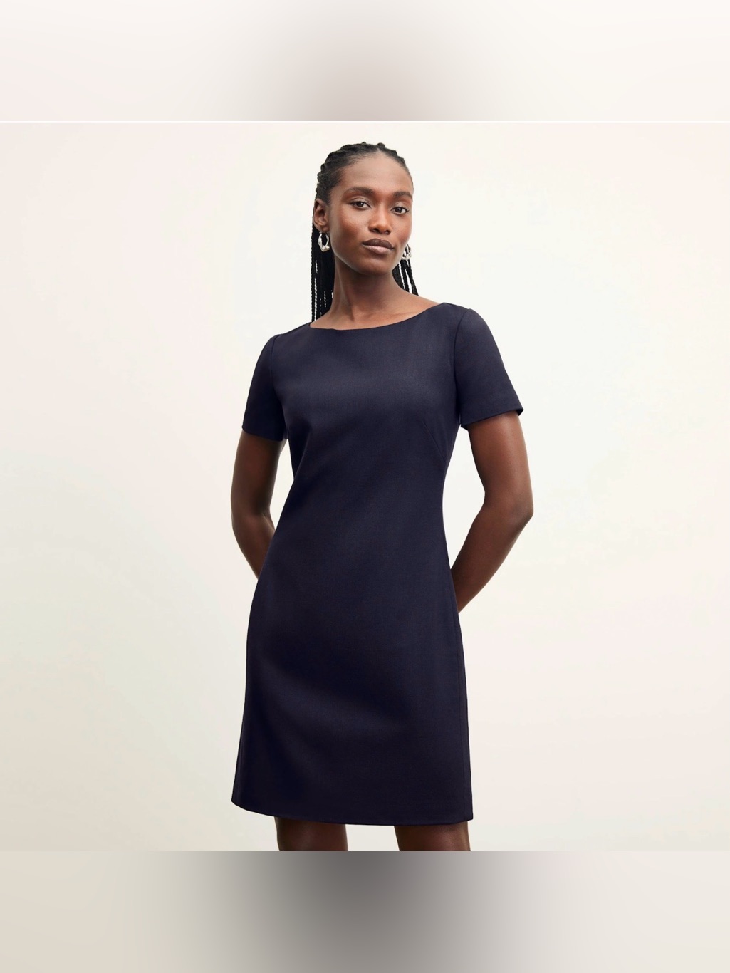 Mm Lafleur Rosie Shift Dress Washable Italian Wool Twill Size 18 Dark Navy